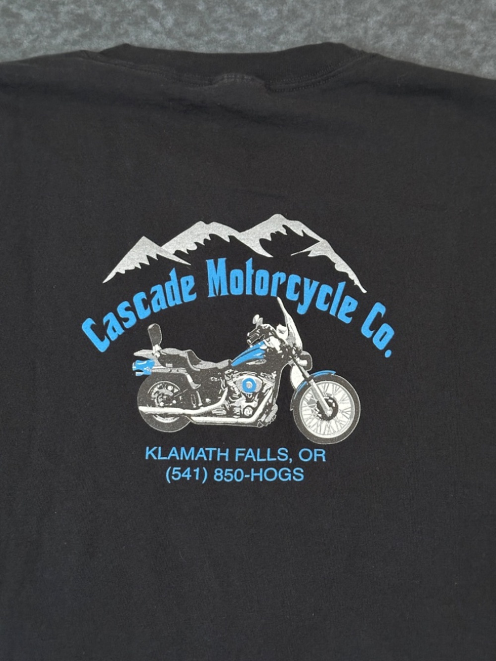 Vintage Hanes Beefy Cascade Motorcycle Co Black T Shirt Size 2XL